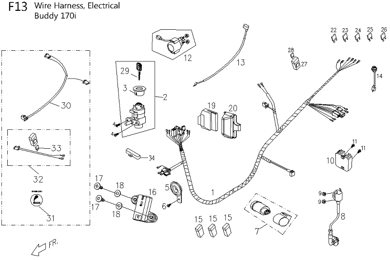 Genuine Buddy 170i Starting Motor Parts