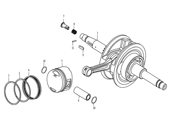 Qlink Pegasus 150 Crankshaft Assy and Piston